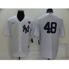 Men's New York Yankees #48 Anthony Rizzo White No Name Stitched Rose Nike Cool Base Throwback Jersey