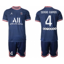 Men's Paris Saint-Germain #4 Sergio Ramos 2021-22 Blue Soccer Jersey