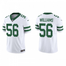 Men's Nike New York Jets #56 Quincy Williams White 2023 F.U.S.E. Vapor Limited Throwback Stitched Football Jersey
