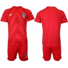 Mens Italy Blank Red Goalkeeper Soccer Jersey Suit