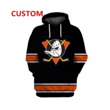 Men's Anaheim Ducks Black Custom All Stitched Hooded Sweatshirt