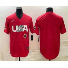 Men's USA Baseball Blank 2023 Red World Classic Stitched Jersey