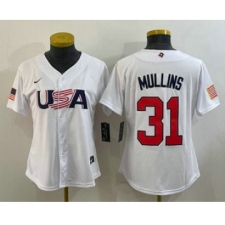 Women's USA Baseball #31 Cedric Mullins 2023 White World Classic Stitched Jersey
