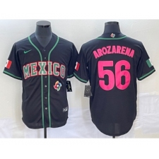 Men's Mexico Baseball #56 Randy Arozarena Number 2023 Black Pink World Classic Stitched Jersey1