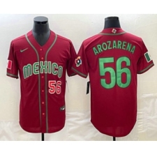 Men's Mexico Baseball #56 Randy Arozarena Number 2023 Red World Classic Stitched Jersey1