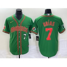 Men's Mexico Baseball #7 Julio Urias Number 2023 Green World Classic Stitched Jersey14