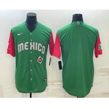 Men's Mexico Baseball Blank 2023 Green World Classic Stitched Jersey