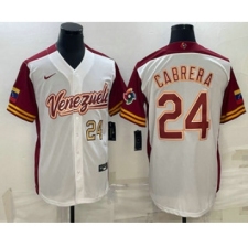 Men's Venezuela Baseball #24 Miguel Cabrera Number 2023 White World Classic Stitched Jerseys