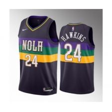 Men's New Orleans Pelicans #24 Jordan Hawkins Purple 2023 Draft City Edition Stitched Basketball Jersey