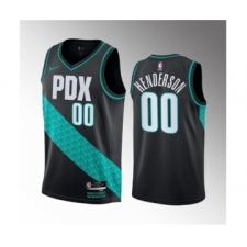 Men's Portland Trail Blazers #00 Scoot Henderson Black 2023 Draft City Edition Stitched Basketball Jersey