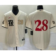 Men's Texas Rangers #28 Jonah Heim Number Cream 2023 City Connect Cool Base Stitched Baseball Jersey