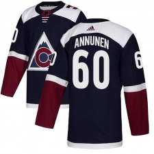 Youth Adidas Colorado Avalanche #60 Justus Annunen Authentic Navy Blue Alternate NHL Jersey