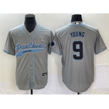 Men's Carolina Panthers #9 Bryce Young Gray Cool Base Stitched Baseball Jersey