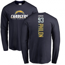 NFL Nike Los Angeles Chargers #93 Darius Philon Navy Blue Backer Long Sleeve T-Shirt