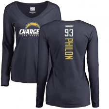 NFL Women's Nike Los Angeles Chargers #93 Darius Philon Navy Blue Backer Long Sleeve T-Shirt