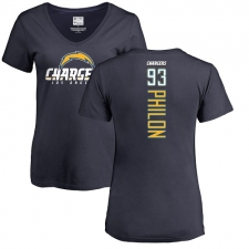 NFL Women's Nike Los Angeles Chargers #93 Darius Philon Navy Blue Backer T-Shirt