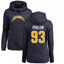 NFL Women's Nike Los Angeles Chargers #93 Darius Philon Navy Blue Name & Number Logo Pullover Hoodie