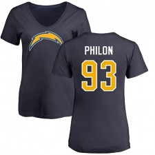 NFL Women's Nike Los Angeles Chargers #93 Darius Philon Navy Blue Name & Number Logo T-Shirt