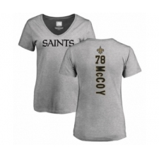 Football Women's New Orleans Saints #78 Erik McCoy Ash Backer V-Neck T-Shirt