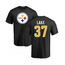 Football Pittsburgh Steelers #37 Carnell Lake Black Name & Number Logo T-Shirt