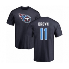 Football Tennessee Titans #11 A.J. Brown Navy Blue Name & Number Logo T-Shirt
