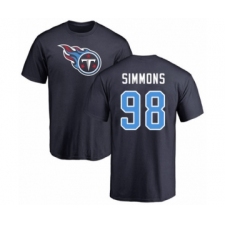Football Tennessee Titans #98 Jeffery Simmons Navy Blue Name & Number Logo T-Shirt