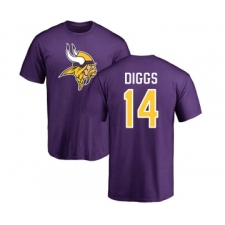 Football Minnesota Vikings #14 Stefon Diggs Purple Name & Number Logo T-Shirt