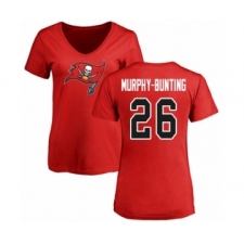 Football Women's Tampa Bay Buccaneers #26 Sean Murphy-Bunting Red Name & Number Logo T-Shirt