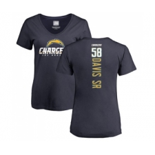 Football Women's Los Angeles Chargers #58 Thomas Davis Sr Navy Blue Backer T-Shirt