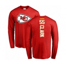 Football Kansas City Chiefs #55 Frank Clark Red Backer Long Sleeve T-Shirt