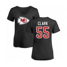 Football Women's Kansas City Chiefs #55 Frank Clark Black Name & Number Logo Slim Fit T-Shirt