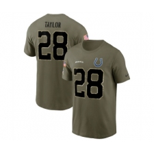 Men's Indianapolis Colts #28 Jonathan Taylor 2022 Olive Salute to Service T-Shirt
