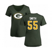 Football Women's Green Bay Packers #55 Za'Darius Smith Green Name & Number Logo T-Shirt