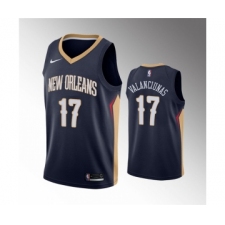 Men's New Orleans Pelicans #17 Jonas Valanciunas Navy Icon Edition Stitched Jersey