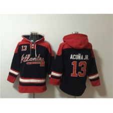 Men's Atlanta Braves #13 Ronald Acuña Jr. Navy Red Ageless Must-Have Lace-Up Pullover Hoodie