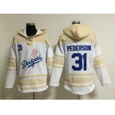 Men's Los Angeles Dodgers #31 Joc Pederson Home White Hoodie