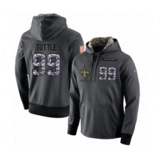 Football Men's New Orleans Saints #99 Shy Tuttle Stitched Black Anthracite Salute to Service Player Performance Hoodie
