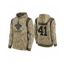 Men's New Orleans Saints #41 Alvin Kamara Camo 2021 Salute To Service Therma Performance Pullover Football Hoodie