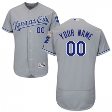 Men's Majestic Kansas City Royals Customized Grey Road Flex Base Authentic Collection MLB Jersey