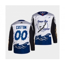 Men's Tampa Bay Lightning Custom White 2022 Reverse Retro Stitched Jersey