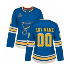 Women's St. Louis Blues Customized Authentic Navy Blue Alternate 2019 Stanley Cup Champions Hockey Jersey