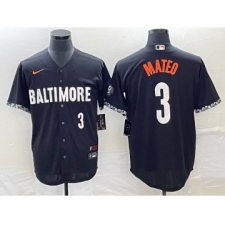 Men's Baltimore Orioles #3 Jorge Mateo Number Black 2023 City Connect Cool Base Stitched Jersey 1