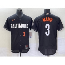 Men's Baltimore Orioles #3 Jorge Mateo Number Black 2023 City Connect Flex Base Stitched Jersey 1 