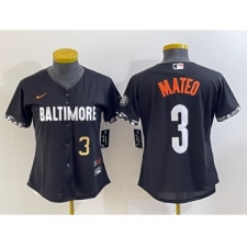 Women's Baltimore Orioles #3 Jorge Mateo Number Black 2023 City Connect Cool Base Stitched Jersey 1
