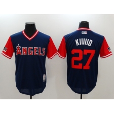 Men's Los Angeles Angels of Anaheim #27 Mike Trout Kiiiiid Authentic Navy Jersey