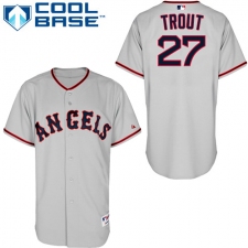 Men's Majestic Los Angeles Angels of Anaheim #27 Mike Trout Replica Grey 1965 Turn Back The Clock MLB Jersey