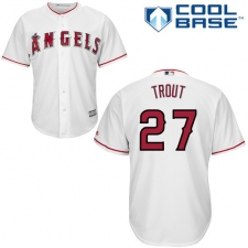 Youth Majestic Los Angeles Angels of Anaheim #27 Mike Trout Replica White Home Cool Base MLB Jersey