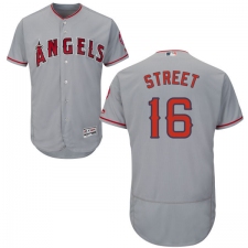 Men's Majestic Los Angeles Angels of Anaheim #16 Huston Street Grey Road Flex Base Authentic Collection MLB Jersey