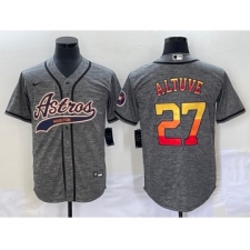 Men's Houston Astros #27 Jose Altuve Grey Gridiron Cool Base Stitched Baseball Jersey