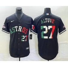 Men's Houston Astros #27 Jose Altuve Number Mexico Black Cool Base Stitched Baseball Jersey